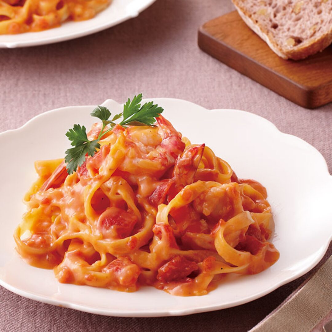 濃厚えびトマトクリームパスタ